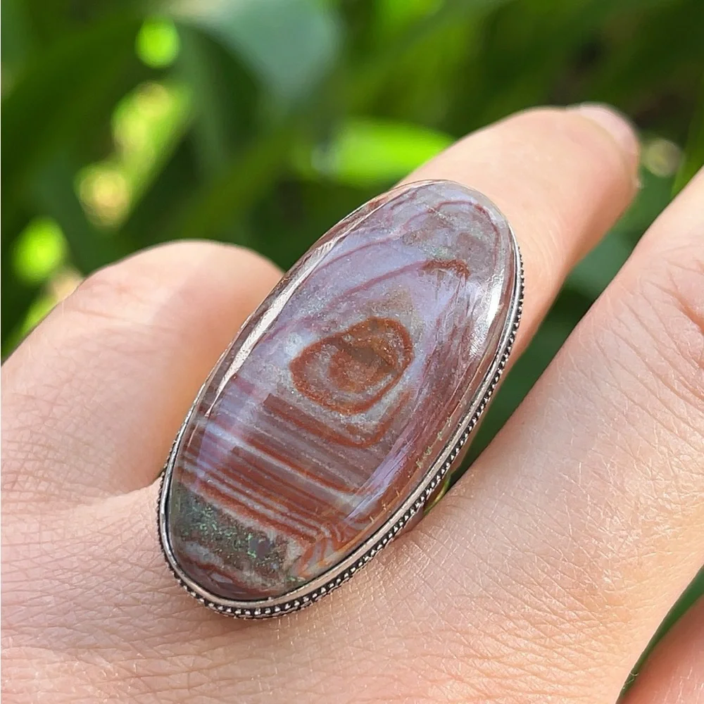 Size 6.75 925 silver‎ plated dolomite ring